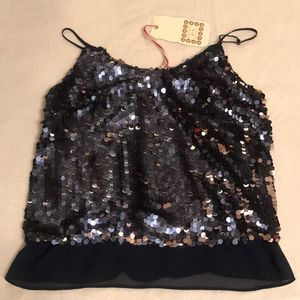 NWT Chelsea & Violet Blue Sequin Tank - Size MED